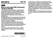 Sony PRS-700BC Note on browsing PDF documents using the Reader