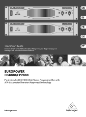 Behringer EUROPOWER EP2000 Quick Start Guide