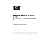 HP dx2100 Computer Setup (F10) Utility Guide