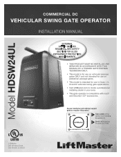 LiftMaster HDSW24UL Installation Manual - English