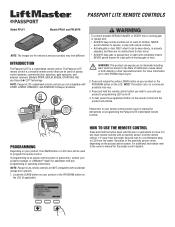 LiftMaster PPLV1-10 Passport Lite Remote Control Owners Manual