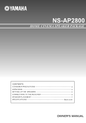 Yamaha NS-AP2800 NS-AP2800 Owners Manual