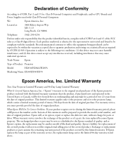 Epson EX70 Warranty Statement