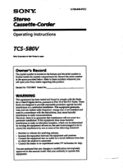 Sony TCS-580V Operating Instructions