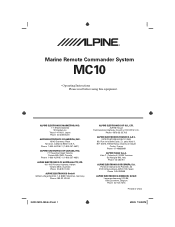 Alpine MC10 Operating Instructions
