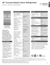 Bosch B36CL80ENS Product Spec Sheet