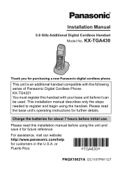 Panasonic KX-TGA430B Installation Manual