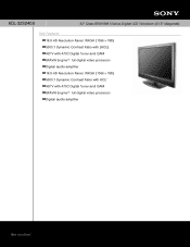 Sony KDL-32S2400 Marketing Specifications