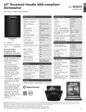 Bosch SGE53C56UC Product Specification Sheet