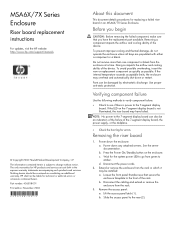 HP MSA70 MSA6X/7X Series Enclosure Riser Board Replacement Instructions (436508-001, November 2006)