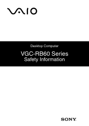 Sony VGC-RB64GY Safety Information