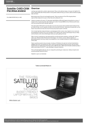Toshiba C40 PSCRNA-004004 Detailed Specs for Satellite C40 PSCRNA-004004 AU/NZ; English
