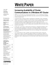 Compaq 124708-001 Increasing Availability of Cluster Communications in a Windows NT Cluster