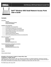 Dell TrueMobile 4350 Dell™ Wireless 4350 Small Network Access PointUser's Guide