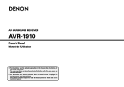 Denon AVR1910 Owners Manual - English