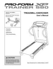 ProForm Xp Trainer 580 Treadmill User Manual