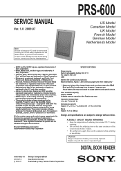 Sony PRS-600 Service Manual