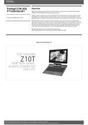 Toshiba Portege Z10t PT142A-02L00T Detailed Specs for Portege Z10t PT142A-02L00T AU/NZ; English