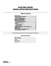 Whirlpool WED7505FW Installation Guide