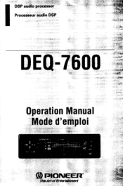Pioneer DEQ 7600 Operation Manual