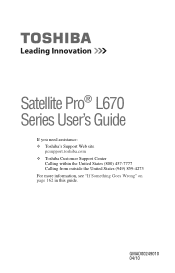 Toshiba Satellite Pro L670 User Guide
