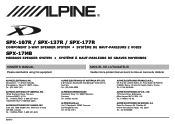 Alpine SPX-177R Owners Manual