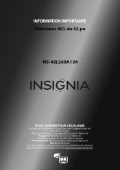 Insignia NS-42L260A13A Important Information (French)