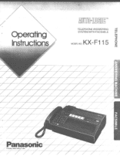 Panasonic KXF115 KXF115 User Guide