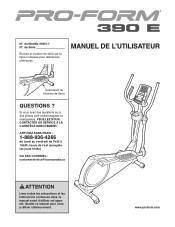 ProForm 390 E Elliptical Canadian French Manual