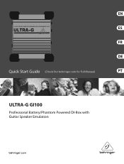 Behringer ULTRA-G GI100 Quick Start Guide