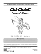 Cub Cadet 25 US Ton Log Splitter - LS 25 CC H Operation Manual