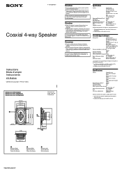 Sony XS-R4644 Instructions