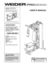 Weider Pro 2000 Uk Manual