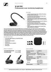 Sennheiser IE 400 PRO Product Specification IE 400 PRO