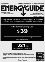 GE GDE03GLKLB Energy Guide