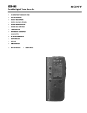 Sony ICD-B5 Marketing Specifications