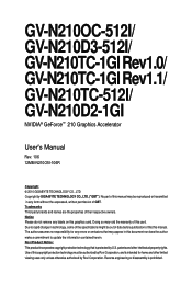 Gigabyte GV-N210D3-512I Manual