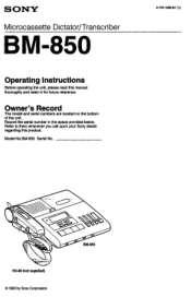 Sony BM-850 Operating Instructions