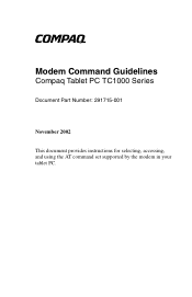 HP TC1000 Modem Command Guidelines (Advanced Users Only)