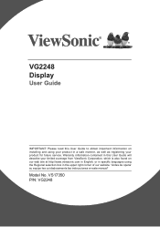 ViewSonic VG2248 - 22 1080p Ergonomic 40-Degree Tilt IPS Monitor with HDMI DP and VGA User Guide