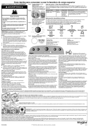 Whirlpool WTW5005K Quick Reference Sheet