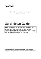 Brother International MFC-P2000 Quick Setup Guide - English