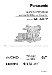Panasonic AG-AC7 Operating Instructions