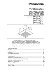 Panasonic FV-08VQ5 Installation Instructions