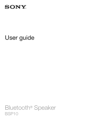 Sony Ericsson Bluetooth Speaker BSP10 User Guide