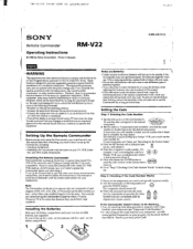 Sony RM-V22 Primary User Manual