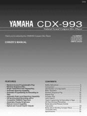 Yamaha CDX-993 Owner's Manual