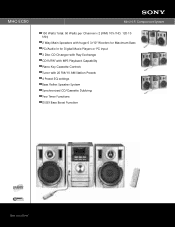 Sony MHC-EC50 Marketing Specifications