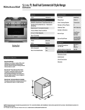 KitchenAid KDRS463VBU Specification Sheet