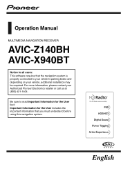Pioneer AVIC-Z140BH Owner's Manual